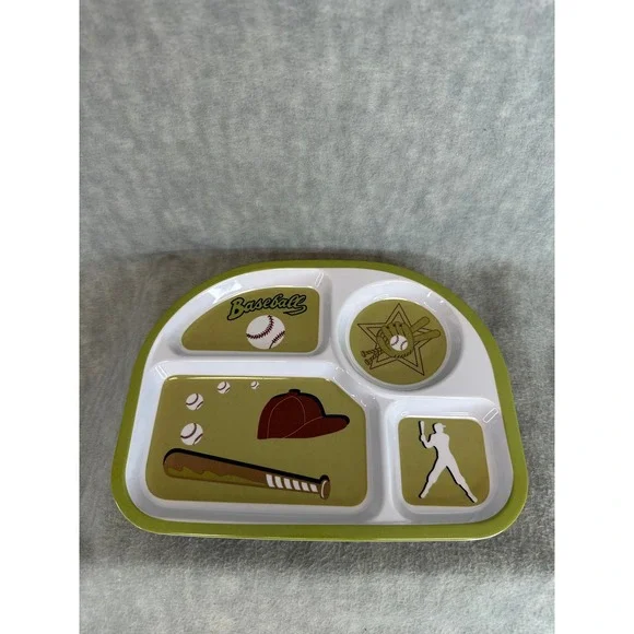 Kids‎ Baseball Themed Divided Melamine Plate Toddler Snack Dish - Picture 6 of 6
